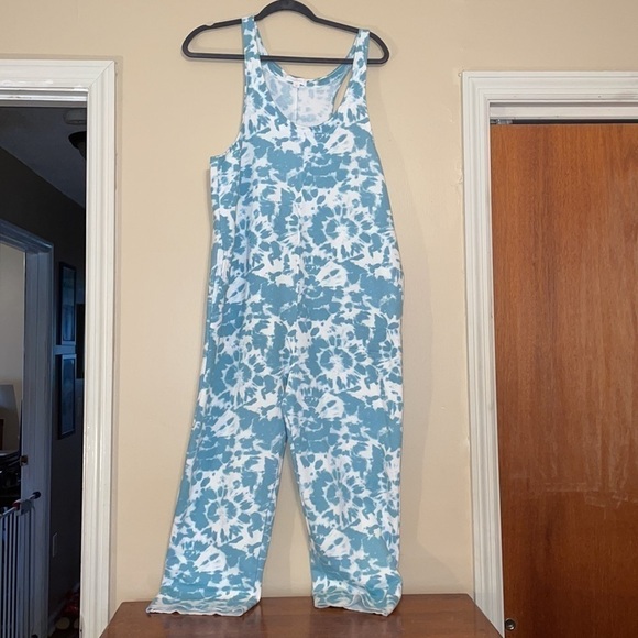 Colsie women’s medium 8 10 jumper overall romper tie dye casual crop ankle green - Picture 3 of 10